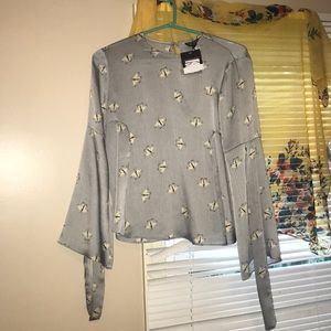 Blue/Grey Butterfly Print Top